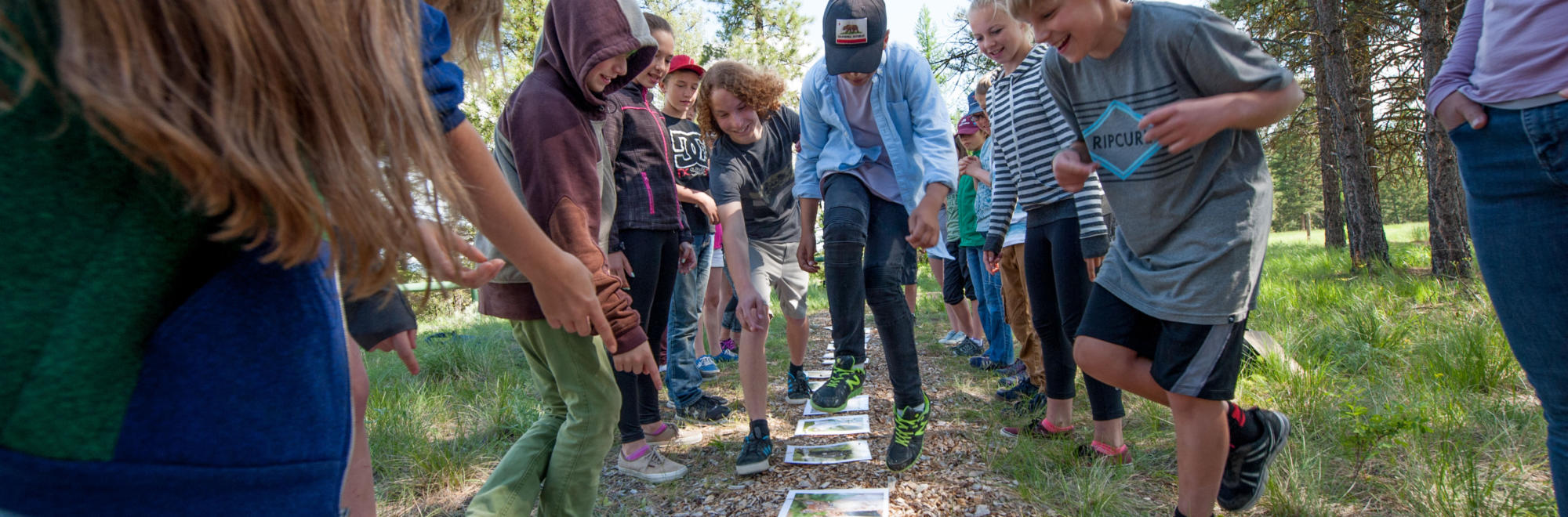 Children play outdoors.